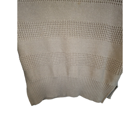 Liz Claiborne Petite Small PS Beige Sweater Cotton Acrylic Textured Knit Crew - Picture 6 of 8